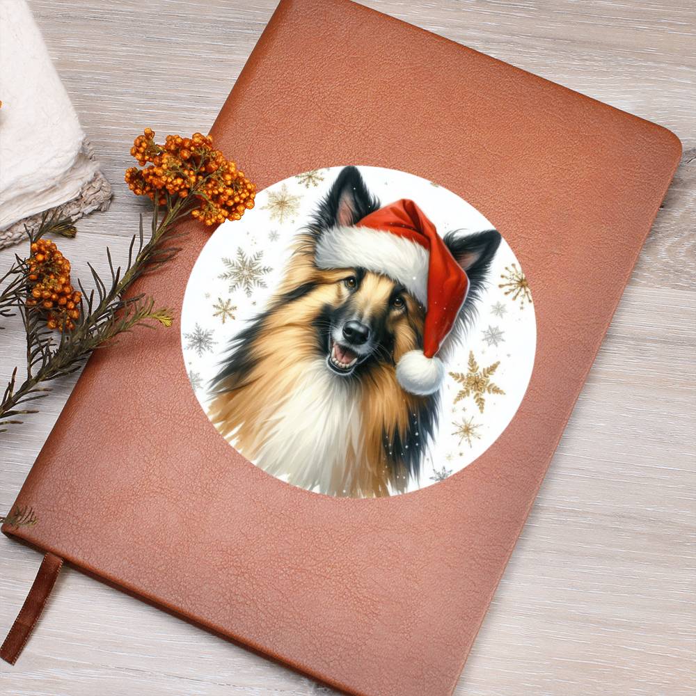 Christmas Dog - Belgian Sheepdog - Vegan Leather Journal