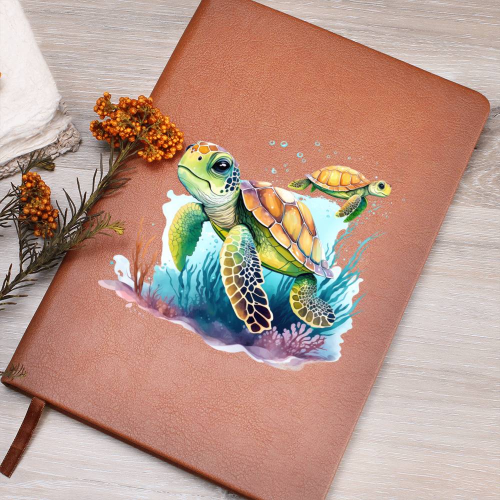 Cute Sea Turtle 008 - Vegan Leather Journal