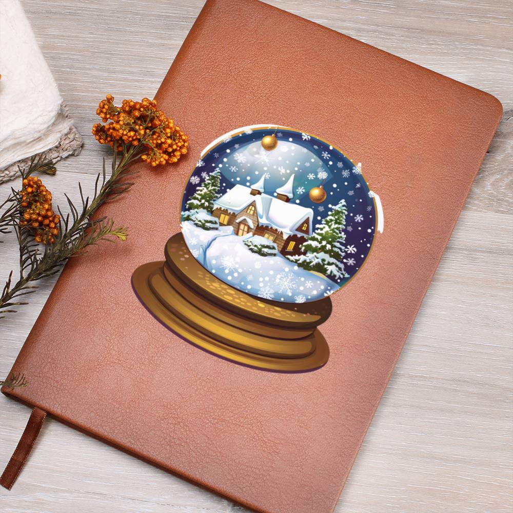 Watercolor Christmas Snow Globe 035 - Vegan Leather Journal