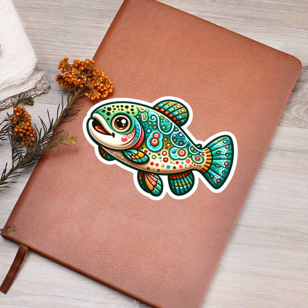 Cute Trout sticker 198 - Vegan Leather Journal