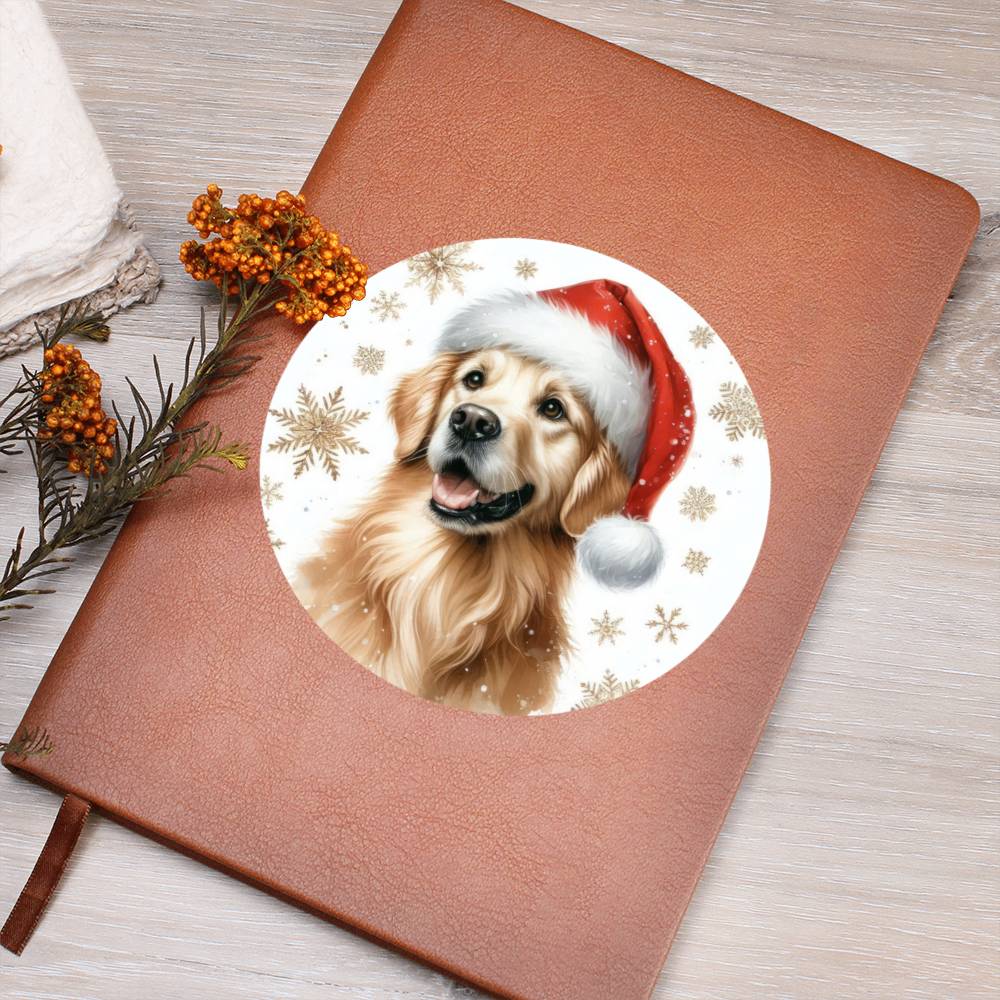 Christmas Dog - Golden Retriever - Vegan Leather Journal
