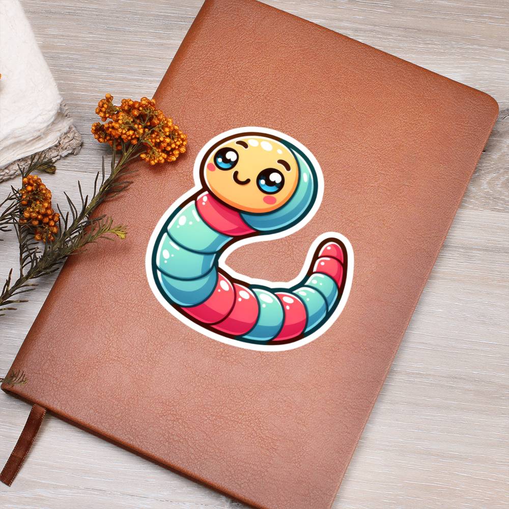 Cute Worm sticker 220 - Vegan Leather Journal