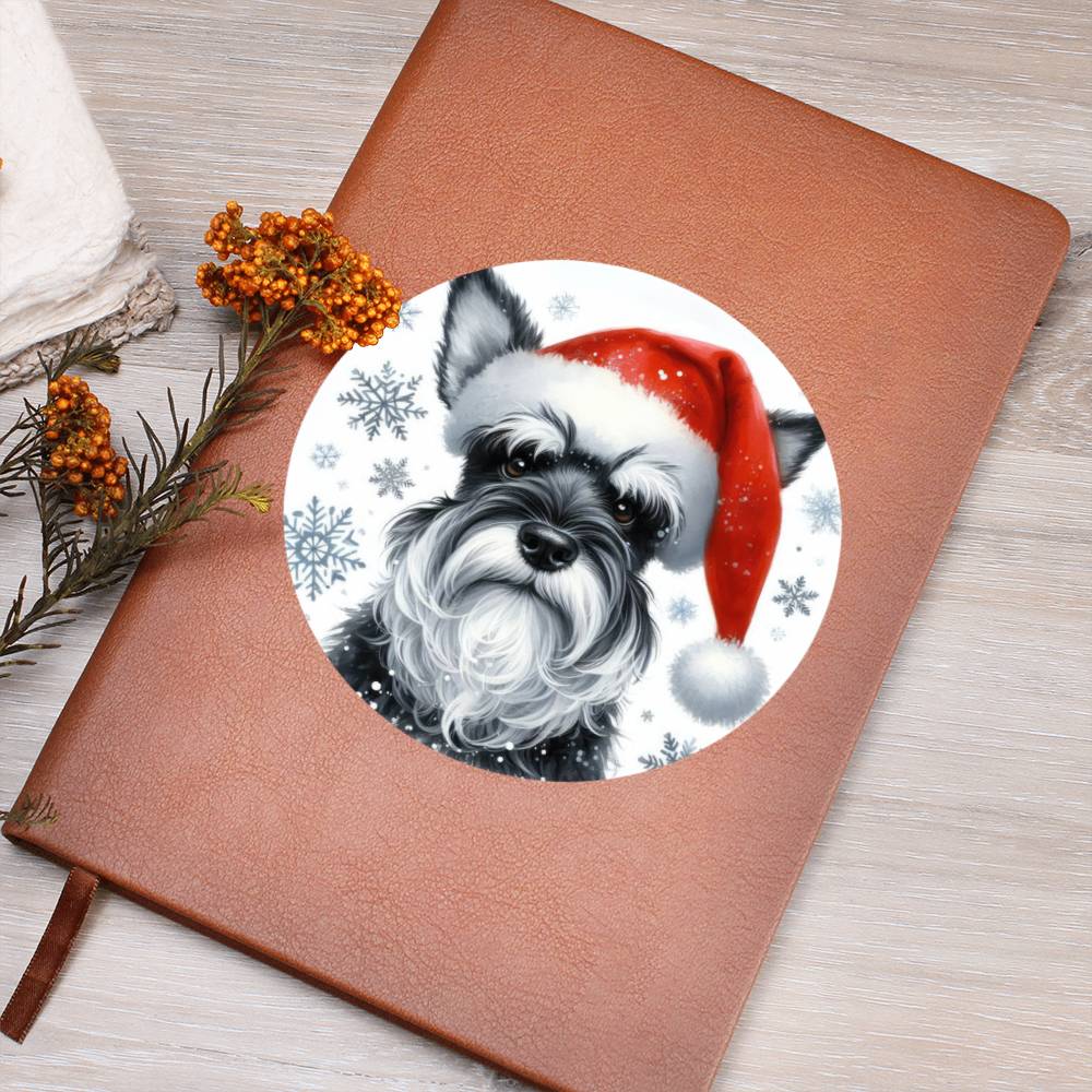 Christmas Dog - Miniature Schnauzer - Vegan Leather Journal