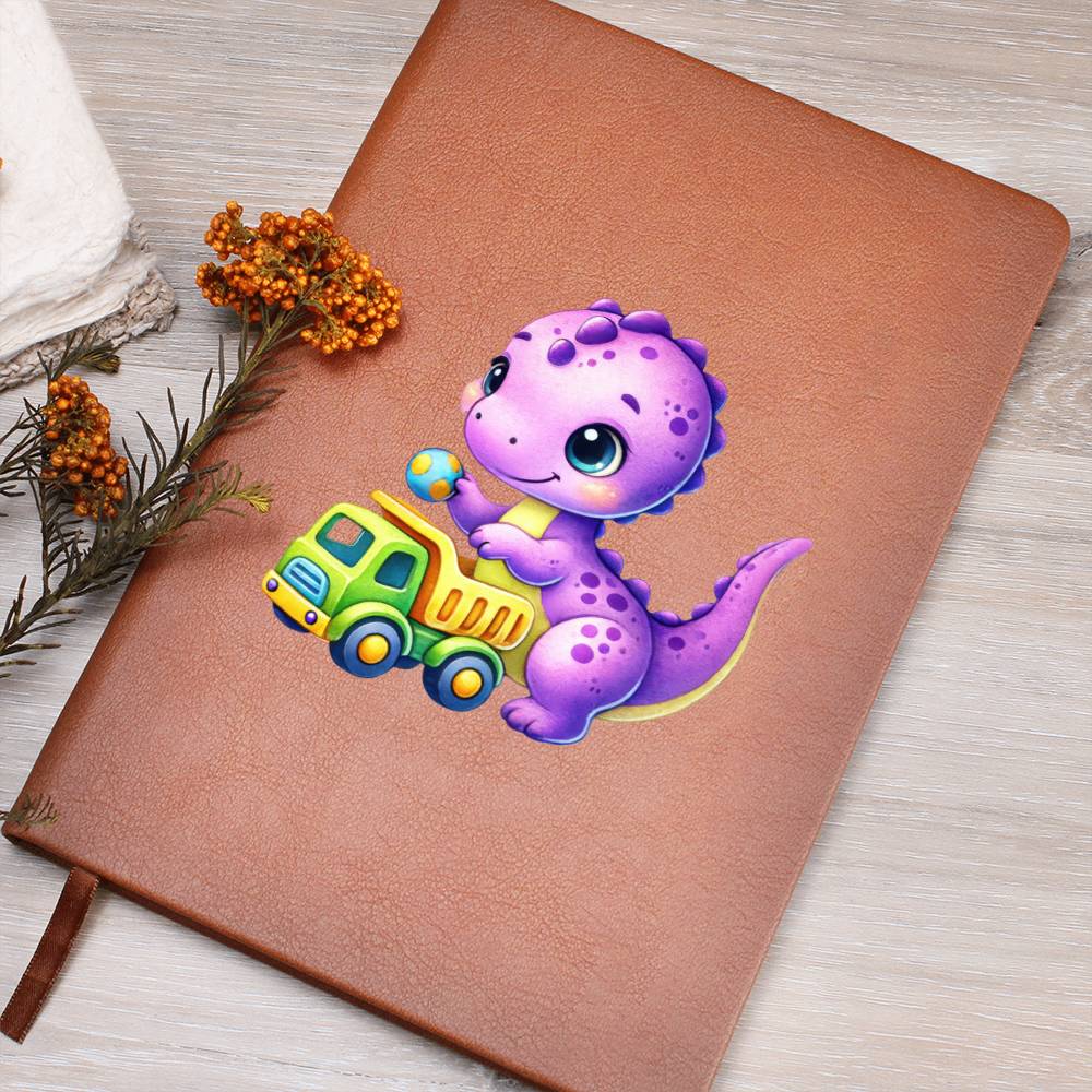 Colorful Baby Dinosaur 103 - Vegan Leather Journal