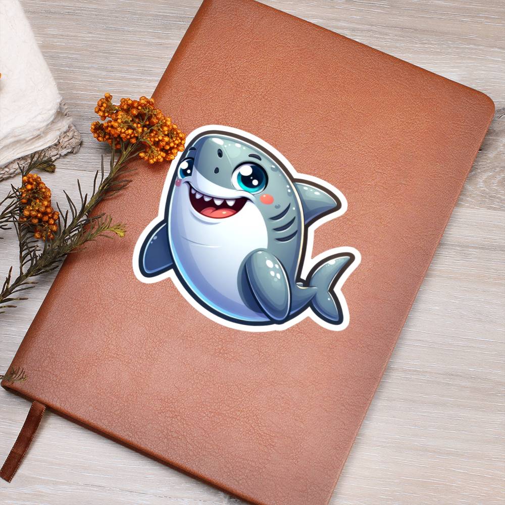 Cute Shark sticker 162 - Vegan Leather Journal