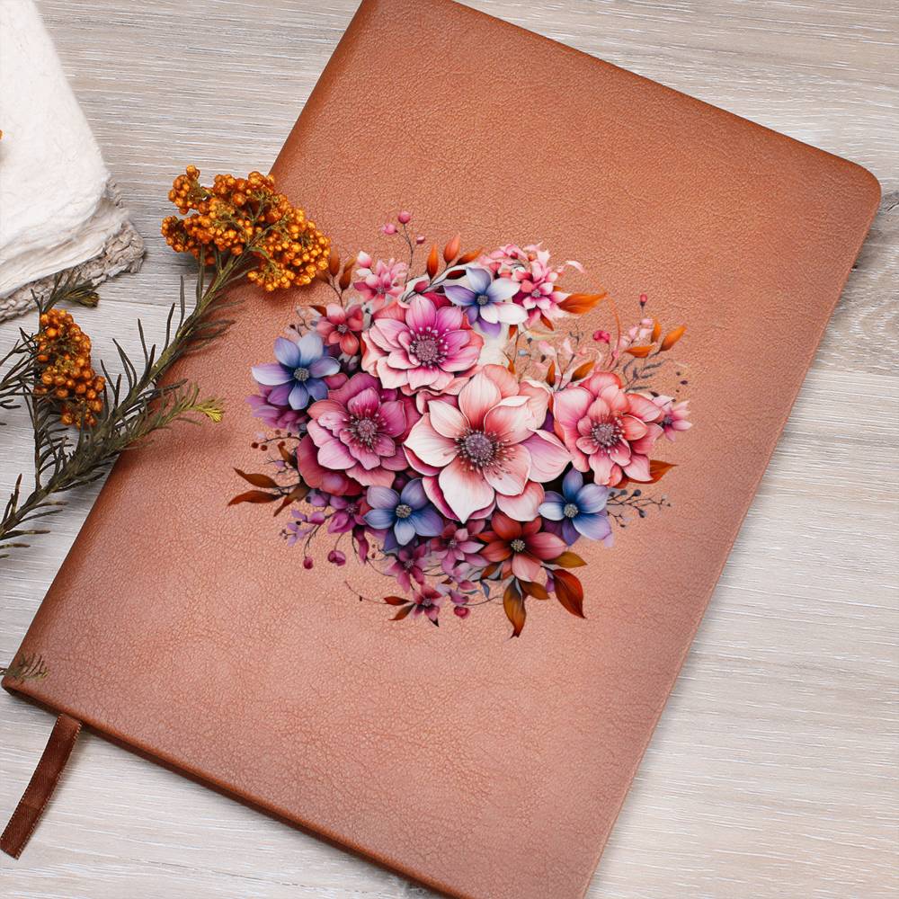 Floral Flower Wreath 020 - Vegan Leather Journal