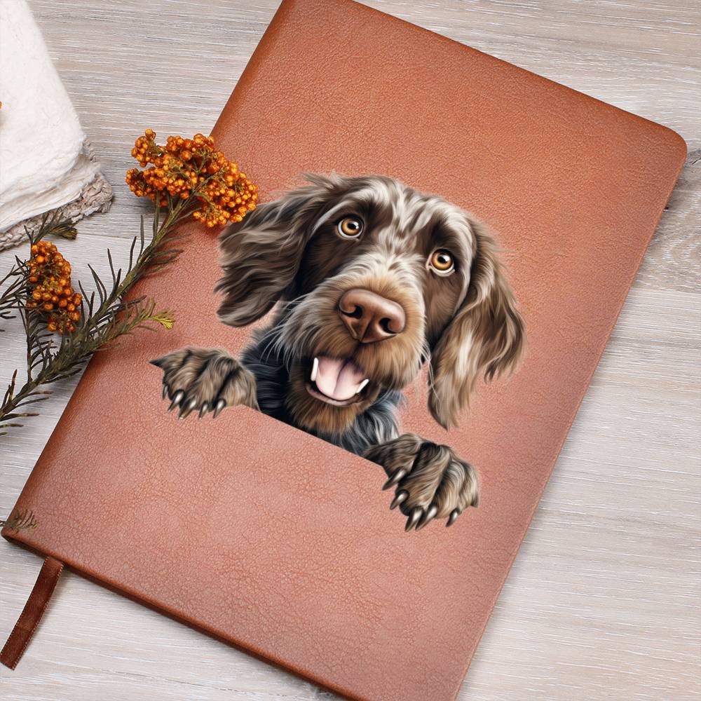 German Wirehaired Pointer Peeking - Vegan Leather Journal