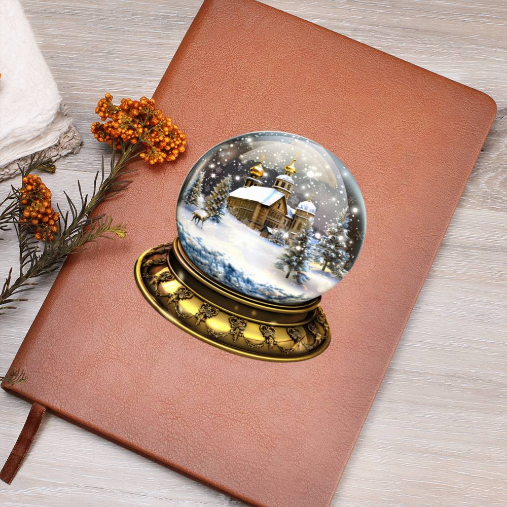 Watercolor Christmas Snow Globe 013 - Vegan Leather Journal