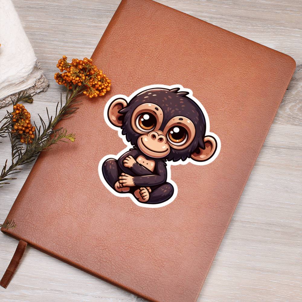 Cute Bonobo sticker 16 - Vegan Leather Journal