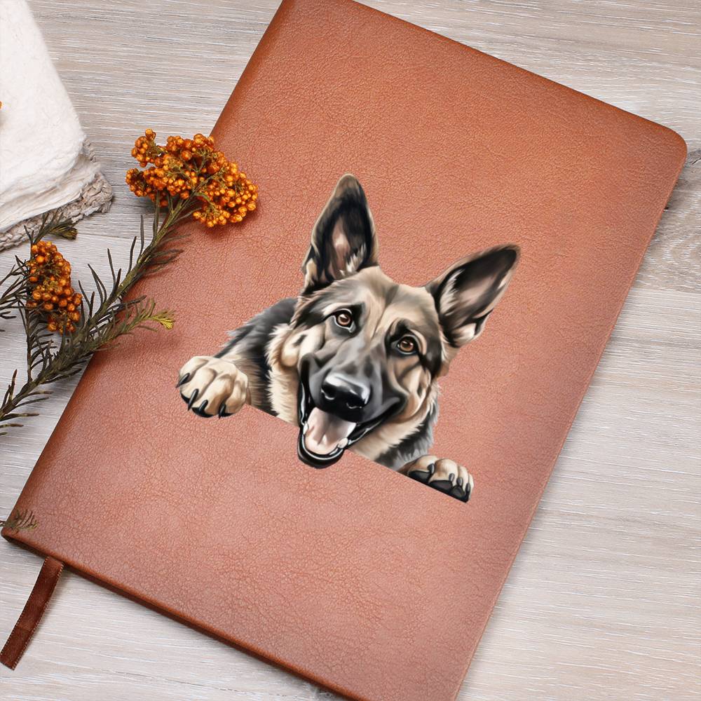 German Shepherd  Peeking - Vegan Leather Journal