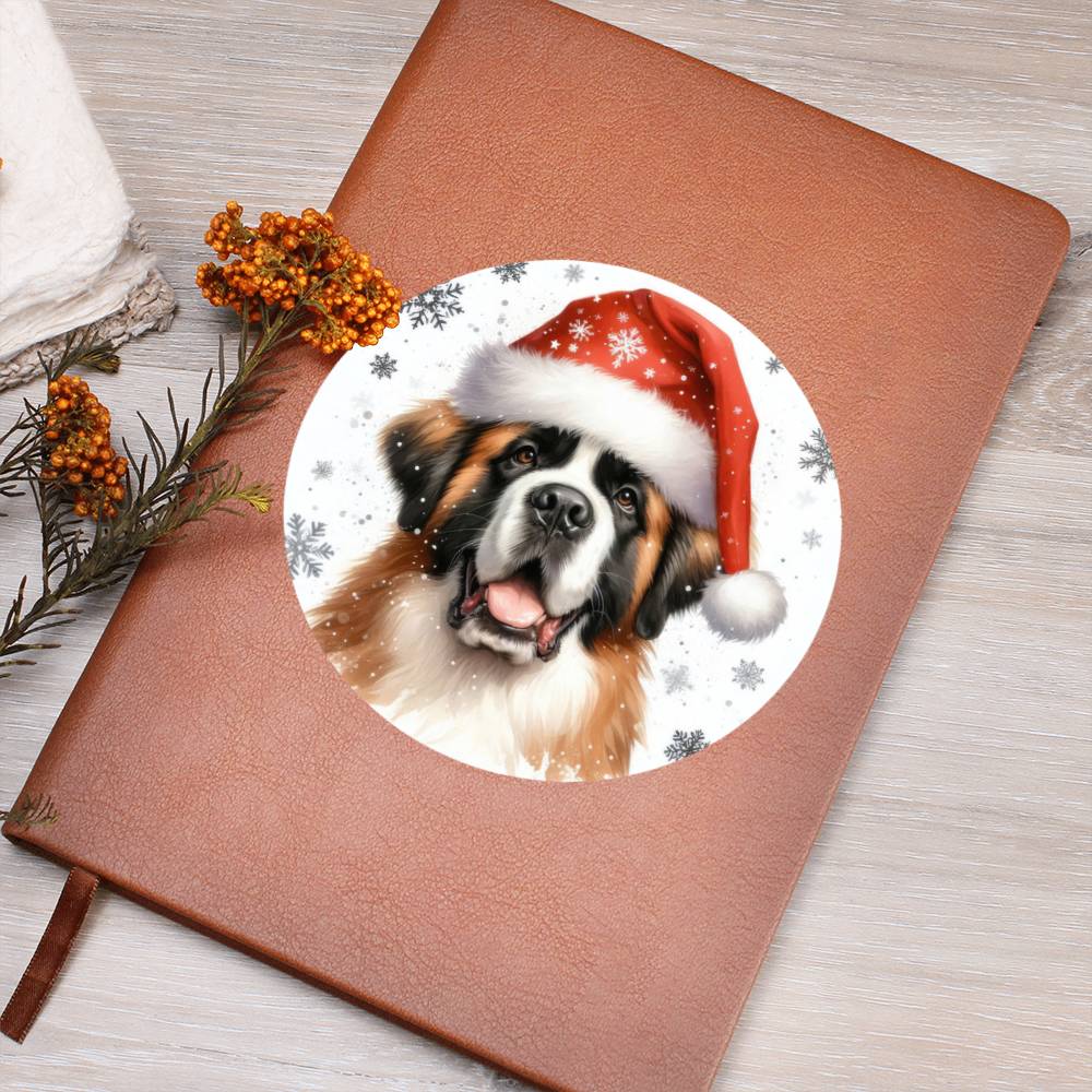 Christmas Dog - St. Bernard - Vegan Leather Journal