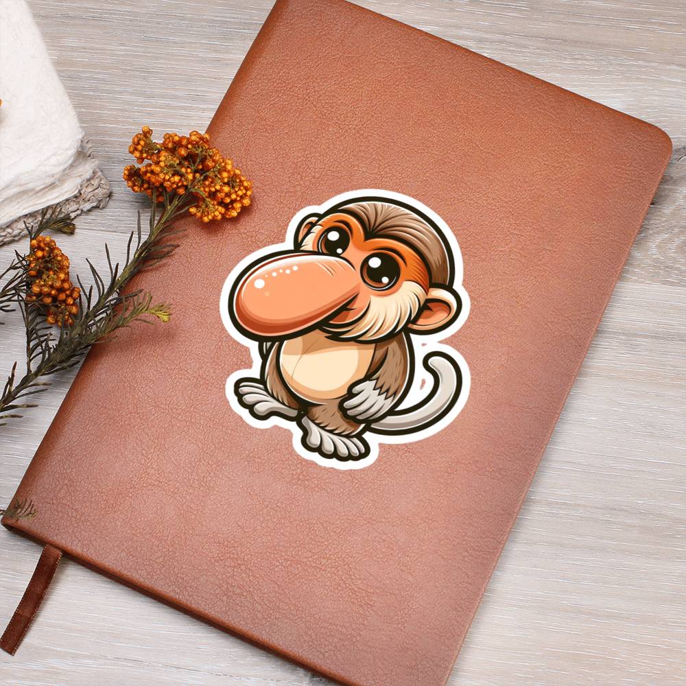 Cute Proboscis Monkey sticker 132 - Vegan Leather Journal