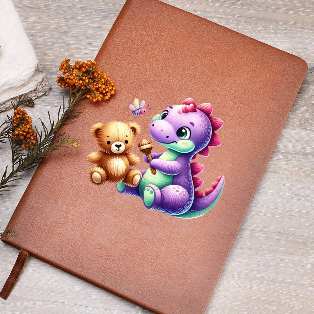 Colorful Baby Dinosaur 046 - Vegan Leather Journal