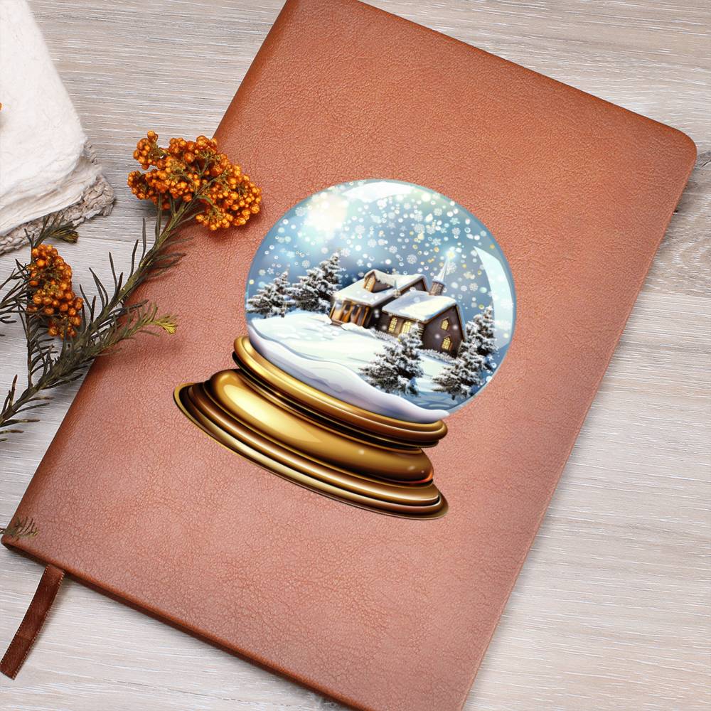 Watercolor Christmas Snow Globe 043 - Vegan Leather Journal