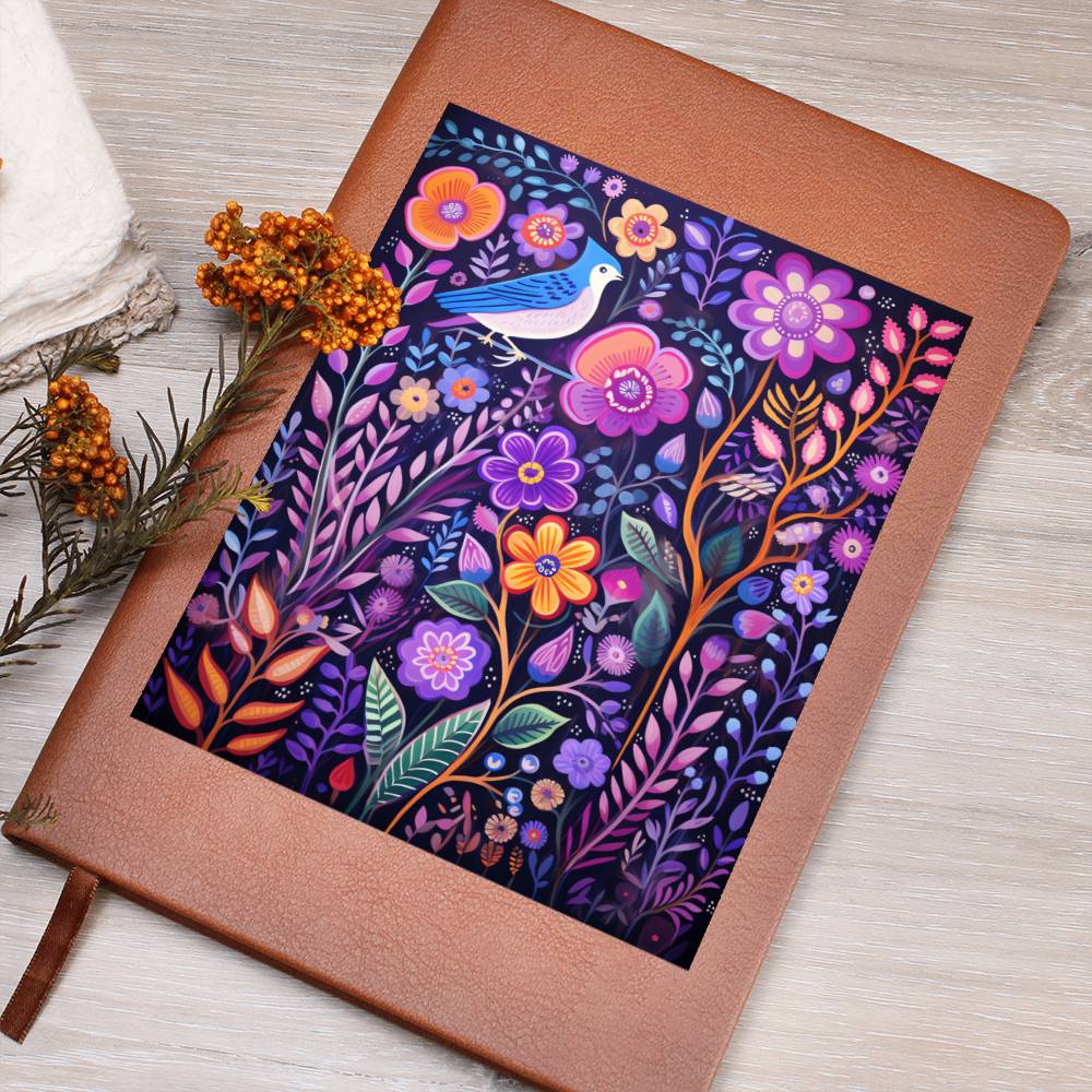 Birds And Floral Design 116 - Vegan Leather Journal