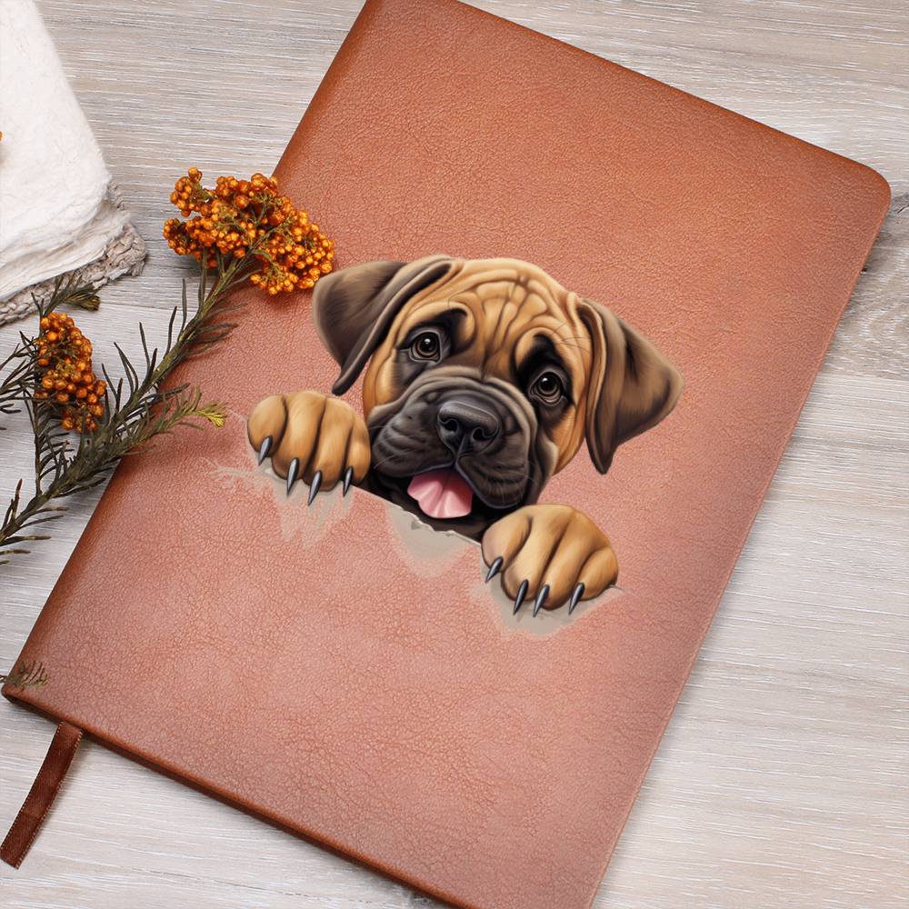 Mastiff Peeking - Vegan Leather Journal