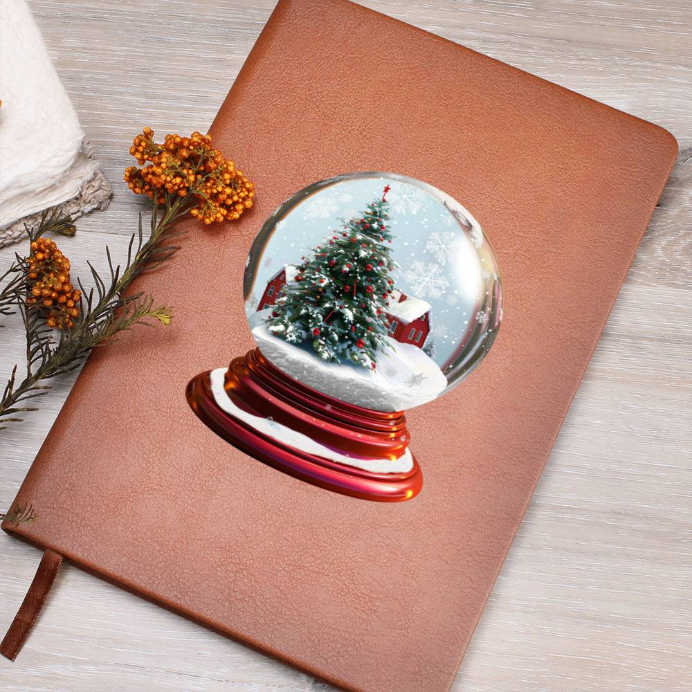 Watercolor Christmas Snow Globe 042 - Vegan Leather Journal