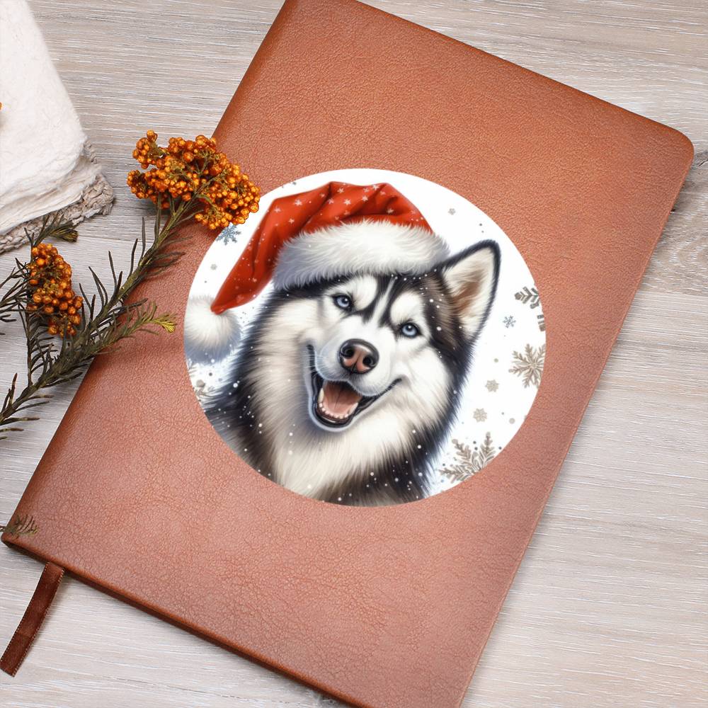 Christmas Dog - Siberian Husky Dog - Vegan Leather Journal