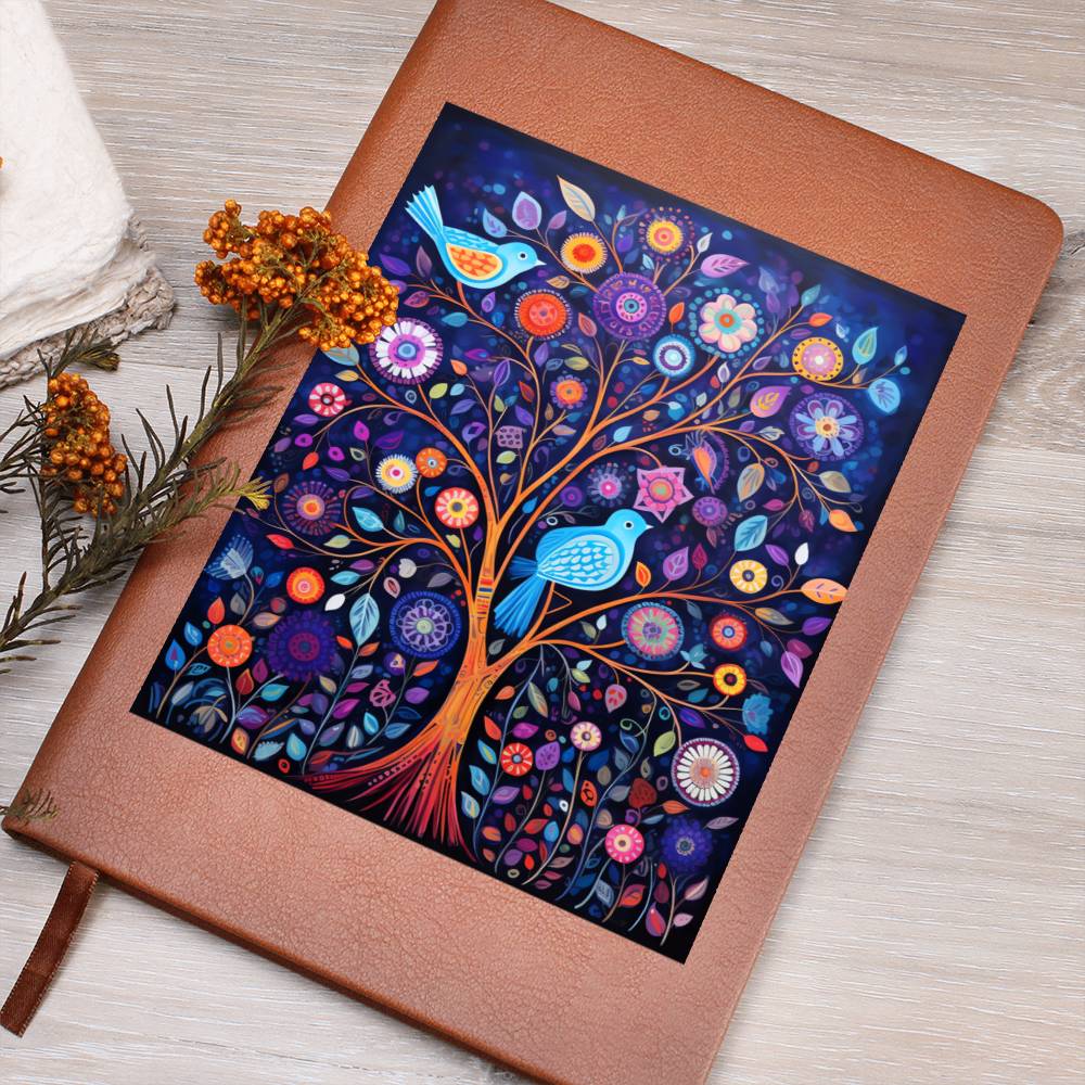 Birds And Floral Design 101 - Vegan Leather Journal