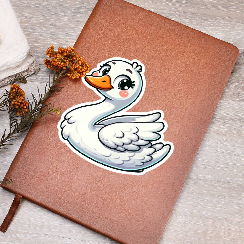 Cute Swan sticker 185 - Vegan Leather Journal
