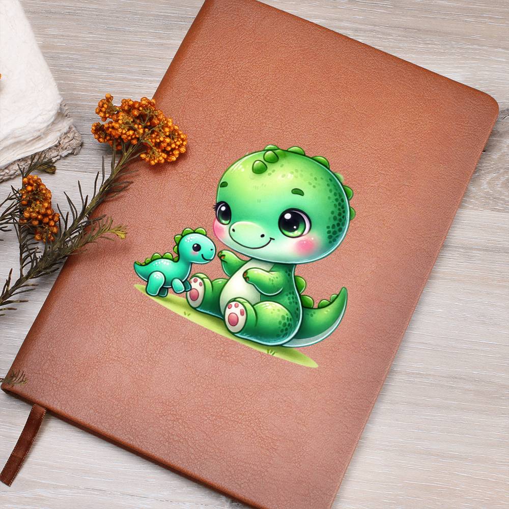 Colorful Baby Dinosaur 016 - Vegan Leather Journal