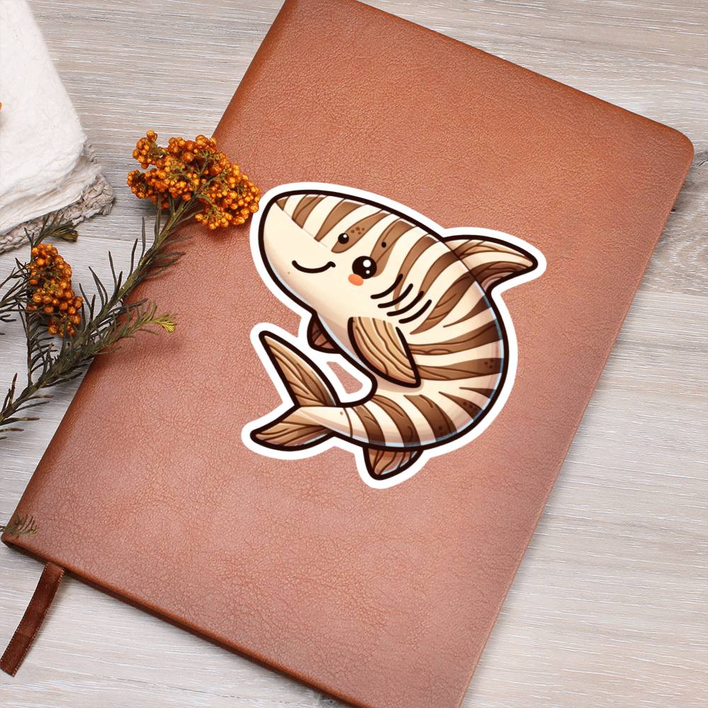 Cute Zebra Shark sticker 223 - Vegan Leather Journal