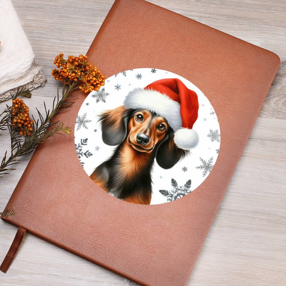 Christmas Dog - Dachshund - Vegan Leather Journal