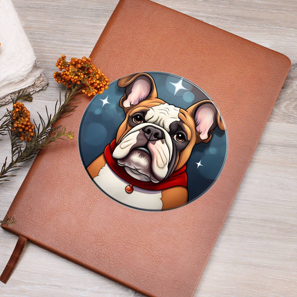 Dog Stained Glass Christmas Design 017 - Vegan Leather Journal
