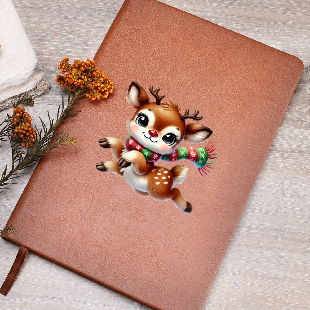 Cute Christmas Reindeer 006 - Vegan Leather Journal