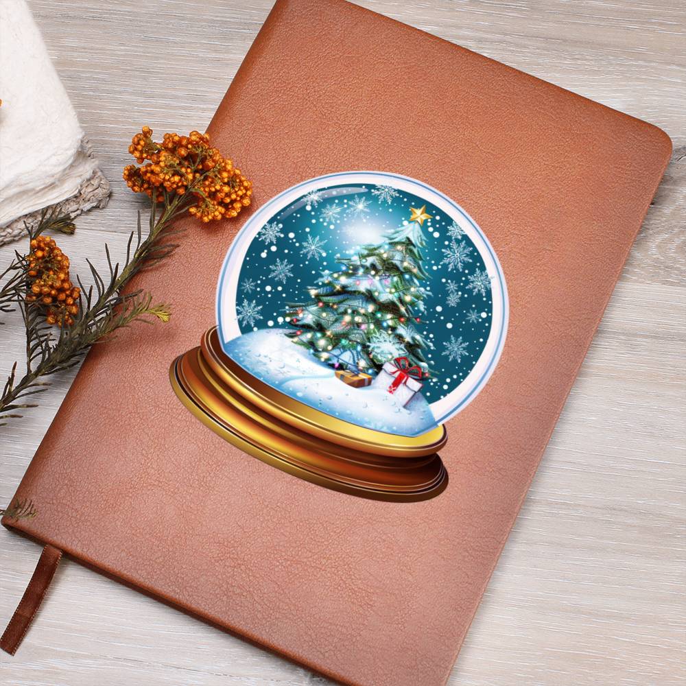 Watercolor Christmas Snow Globe 010 - Vegan Leather Journal