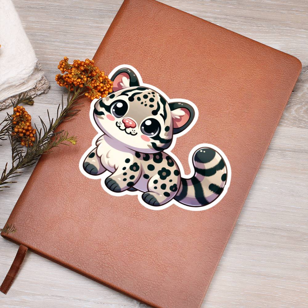 Cute Clouded leopard sticker 27 - Vegan Leather Journal