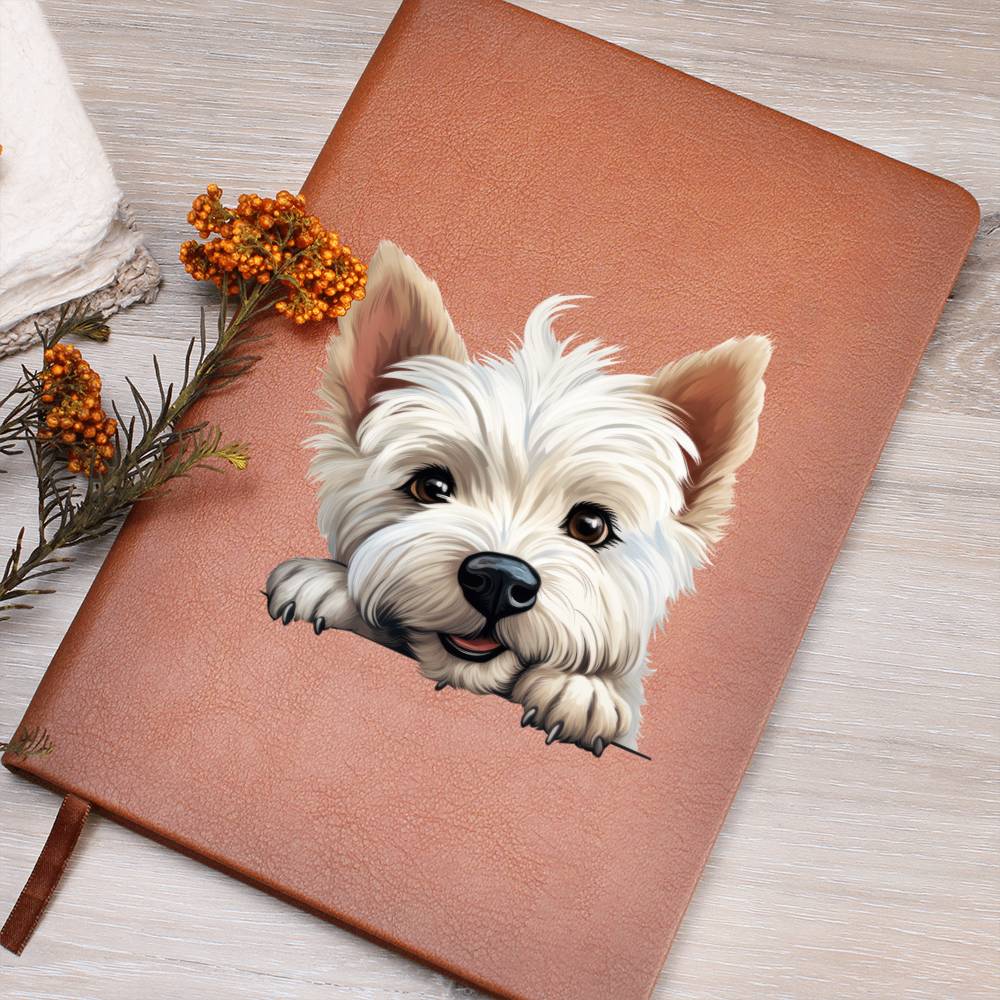 West Highland White Terrier Peeking - Vegan Leather Journal