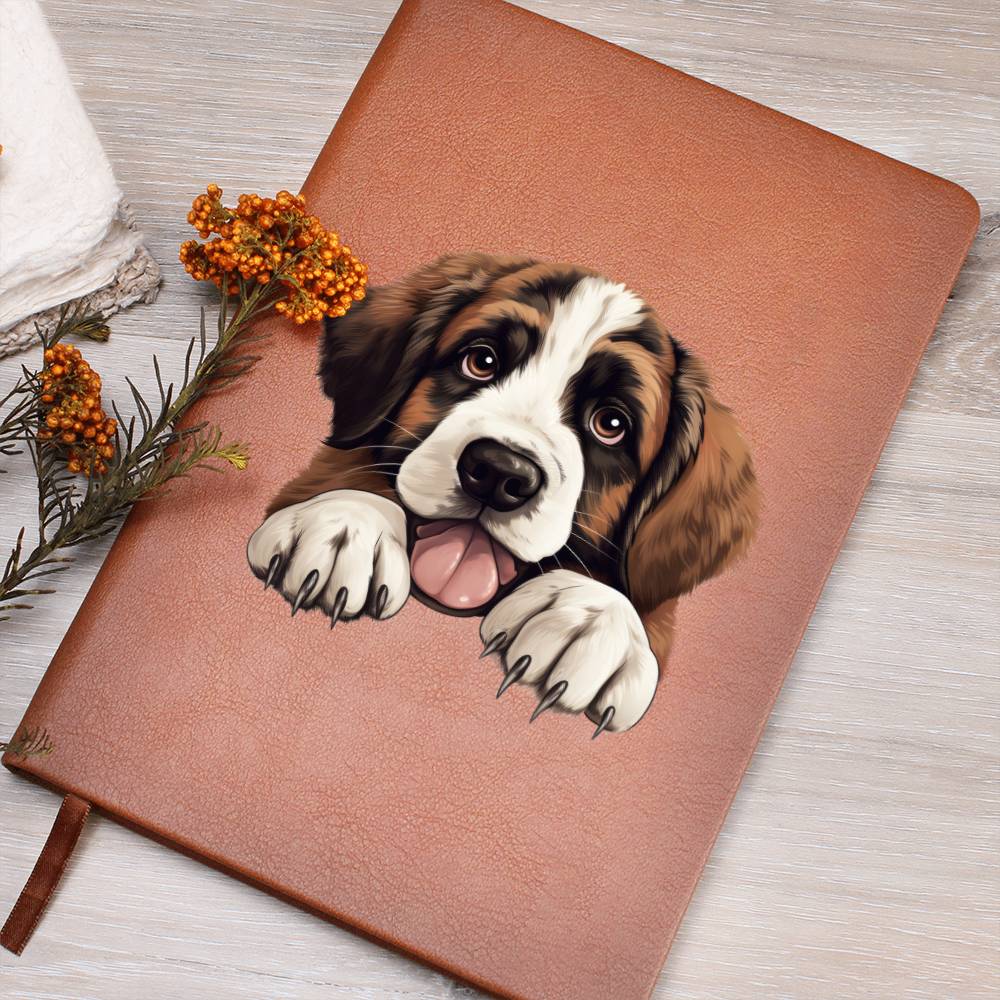St. Bernard Peeking - Vegan Leather Journal
