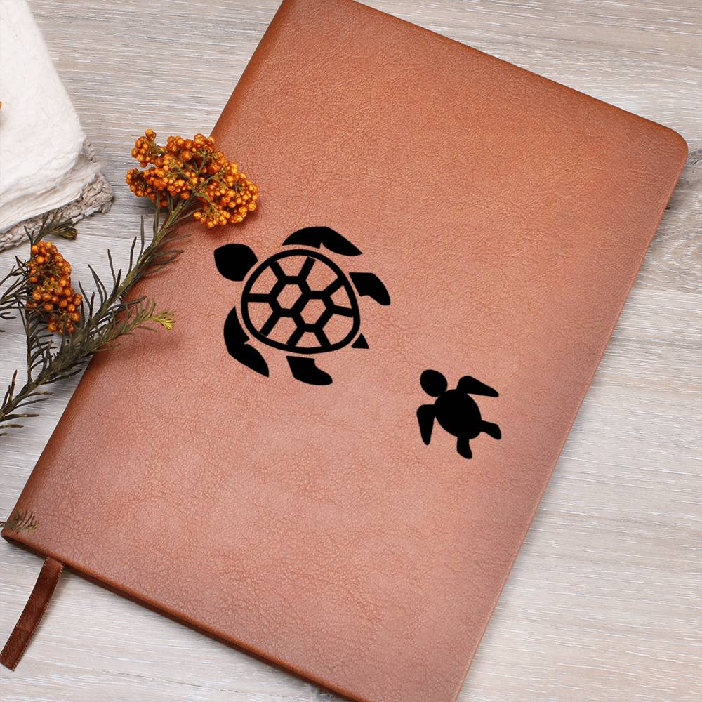 Mama Turtle With 1 Hatchling - Vegan Leather Journal