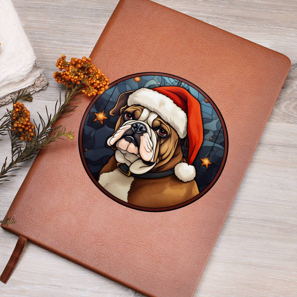 Dog Stained Glass Christmas Design 020 - Vegan Leather Journal