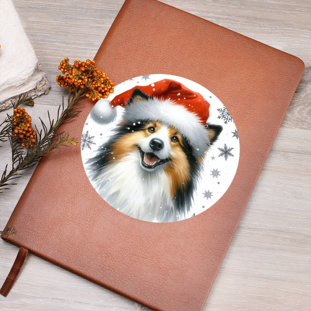 Christmas Dog - Icelandic Sheepdog - Vegan Leather Journal