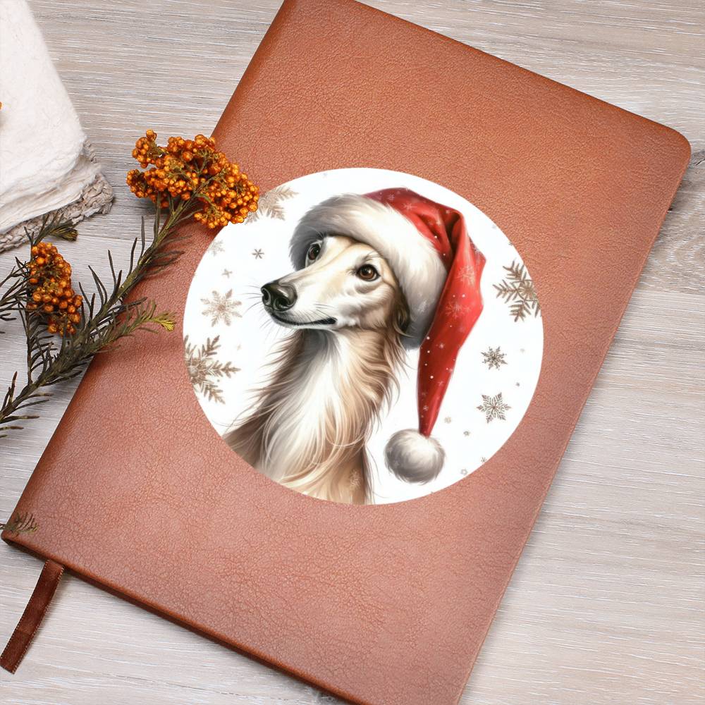 Christmas Dog - Greyhound - Vegan Leather Journal