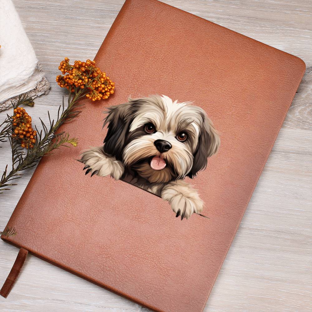 Lhasa Apso Peeking - Vegan Leather Journal