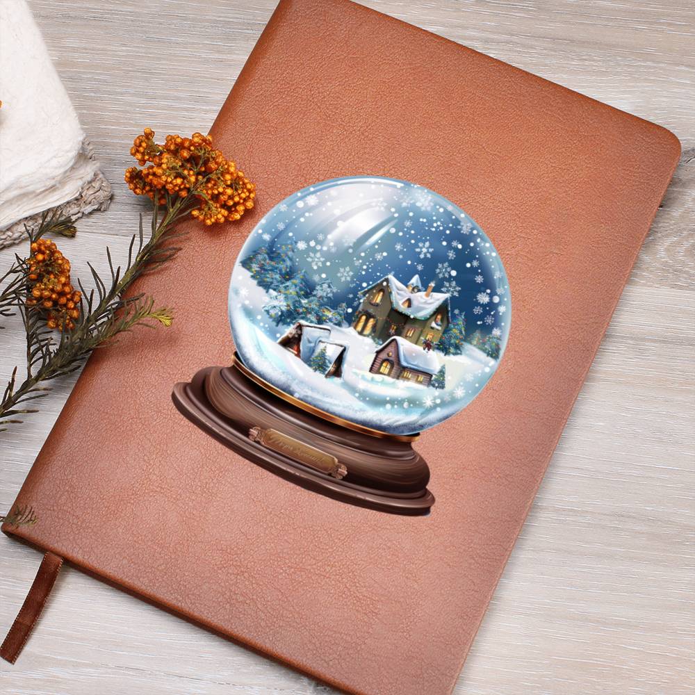 Watercolor Christmas Snow Globe 048 - Vegan Leather Journal