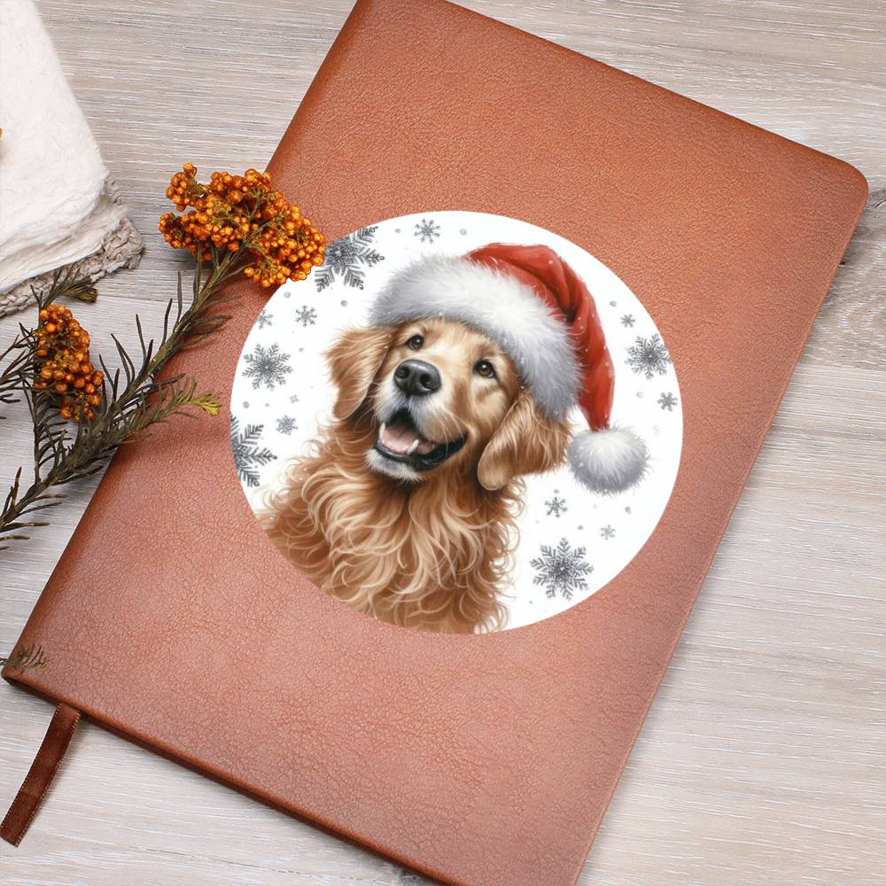 Christmas Dog - Curly-Coated Retriever - Vegan Leather Journal