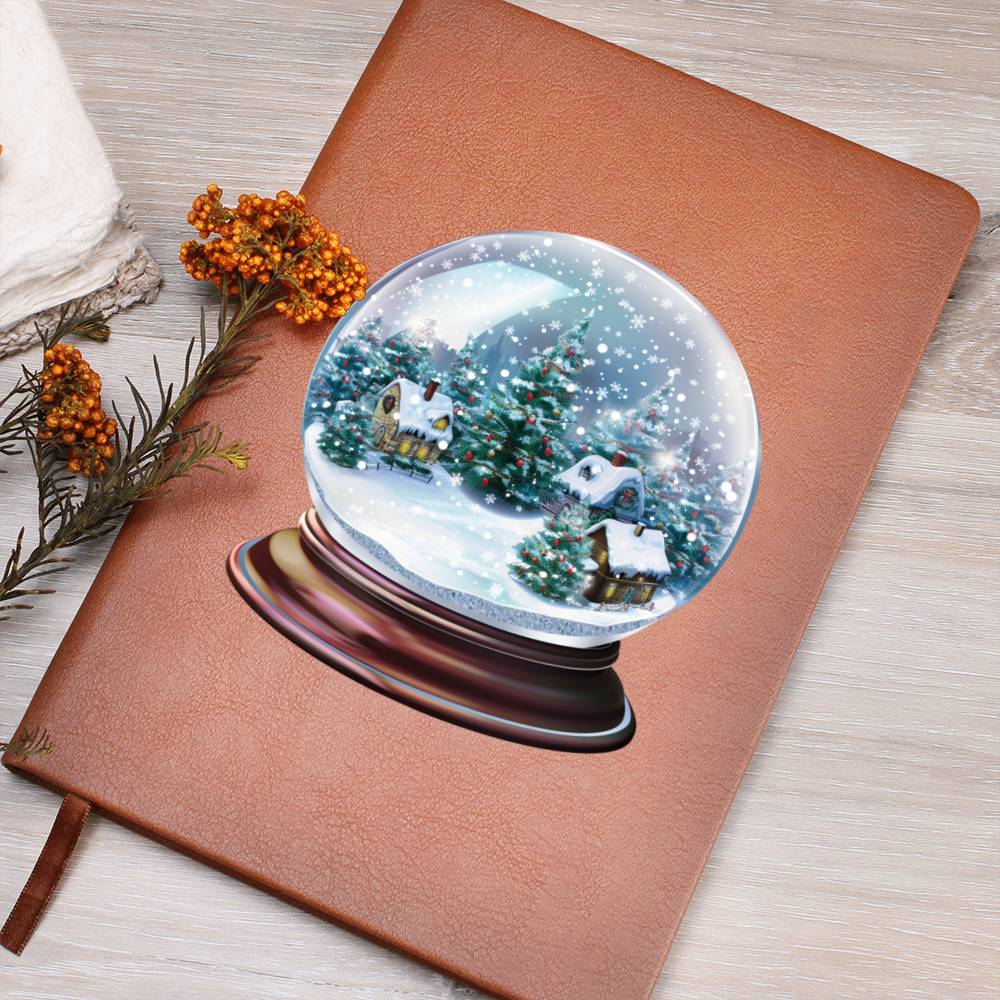 Watercolor Christmas Snow Globe 034 - Vegan Leather Journal