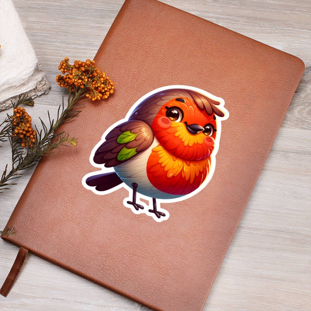 Cute Robin sticker 148 - Vegan Leather Journal