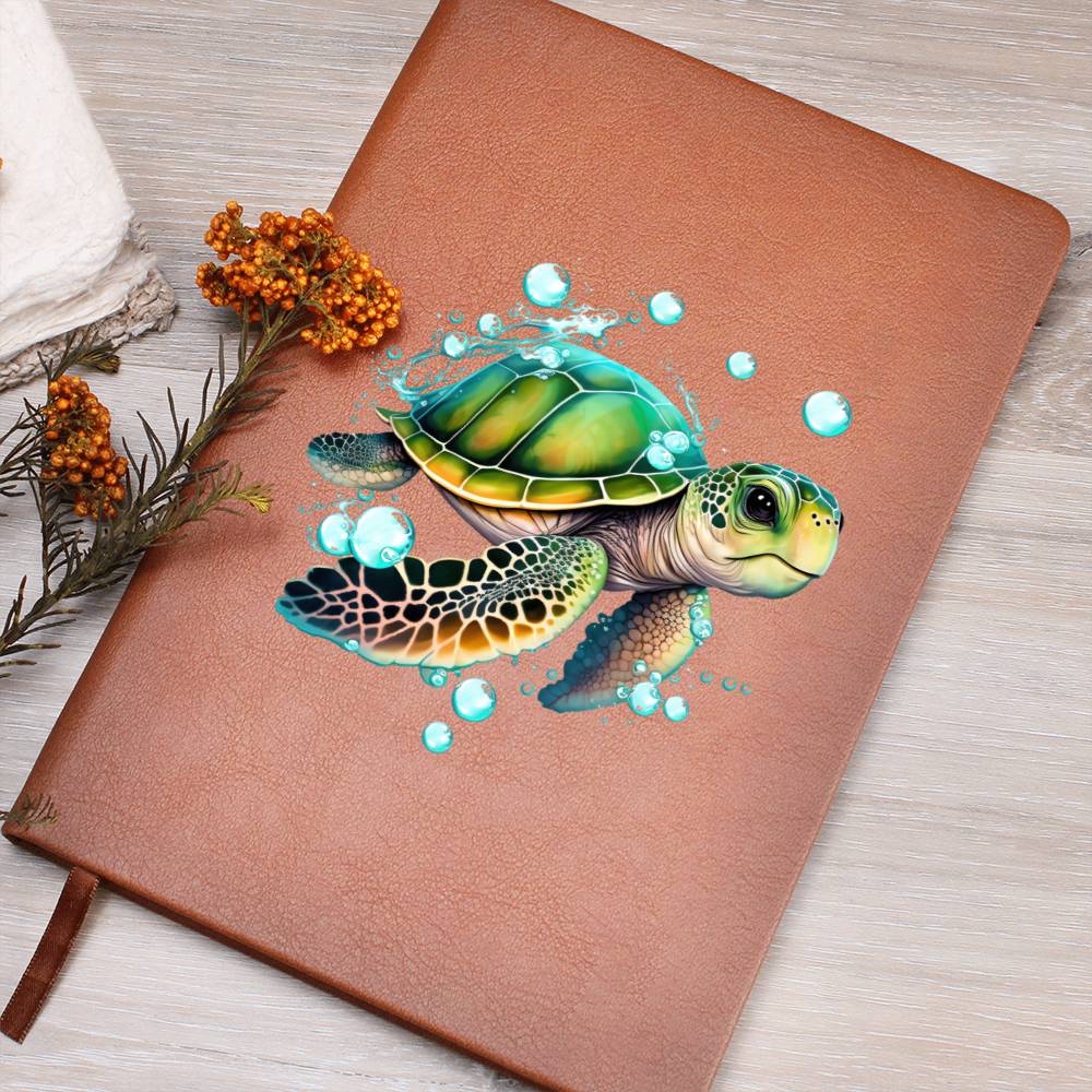 Cute Sea Turtle 005 - Vegan Leather Journal