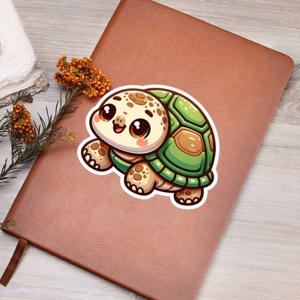 Cute Galápagos Tortoise sticker 56 - Vegan Leather Journal