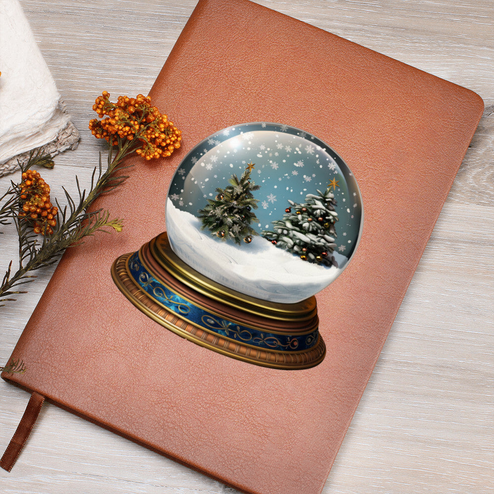 Watercolor Christmas Snow Globe 039 - Vegan Leather Journal