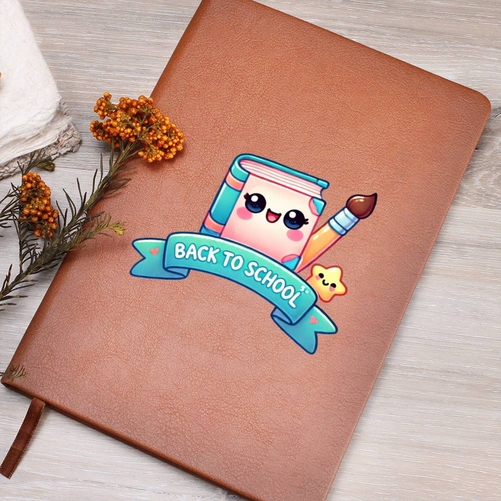 Cute Back to School Sticker 063 - Vegan Leather Journal
