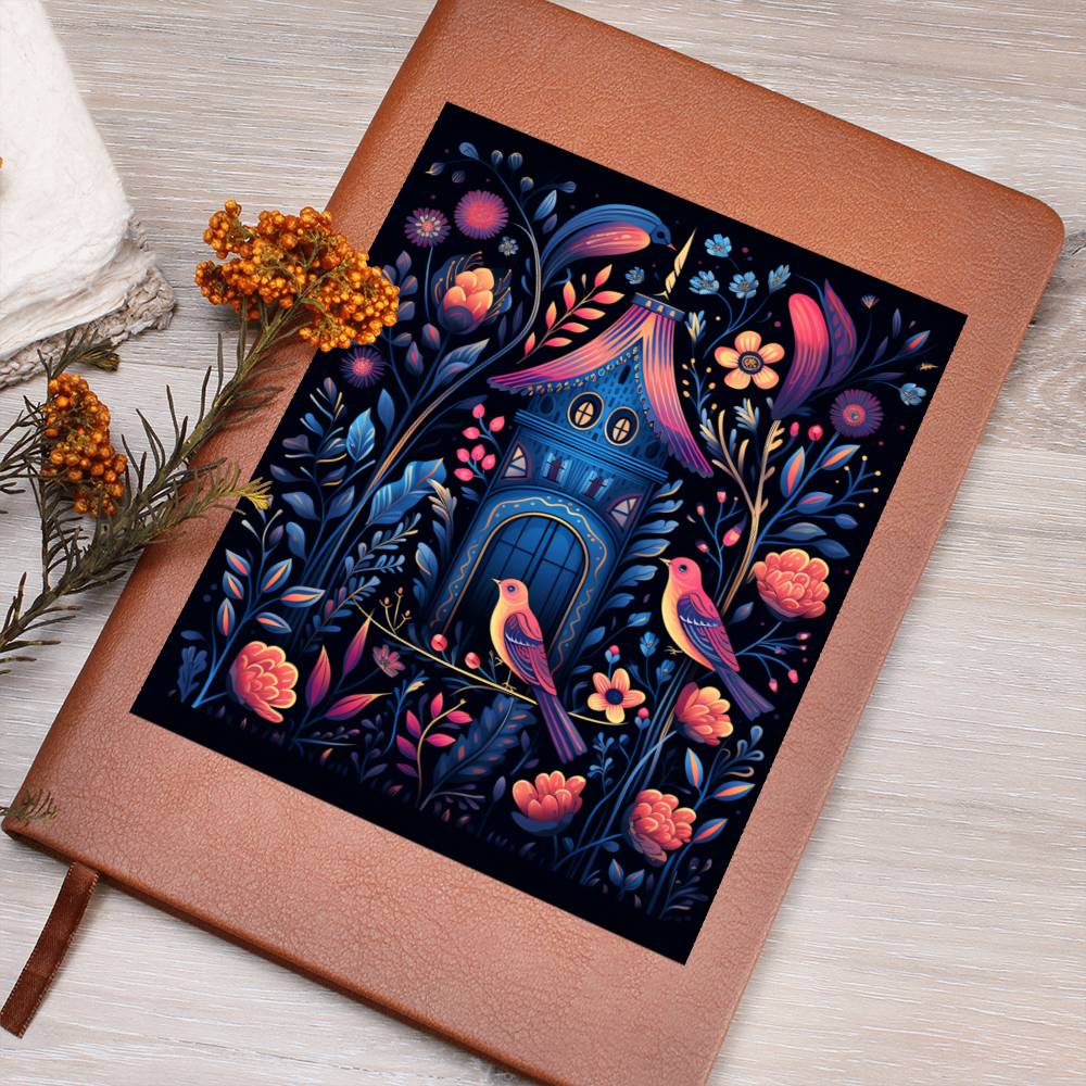 Birds And Floral Design 170 - Vegan Leather Journal