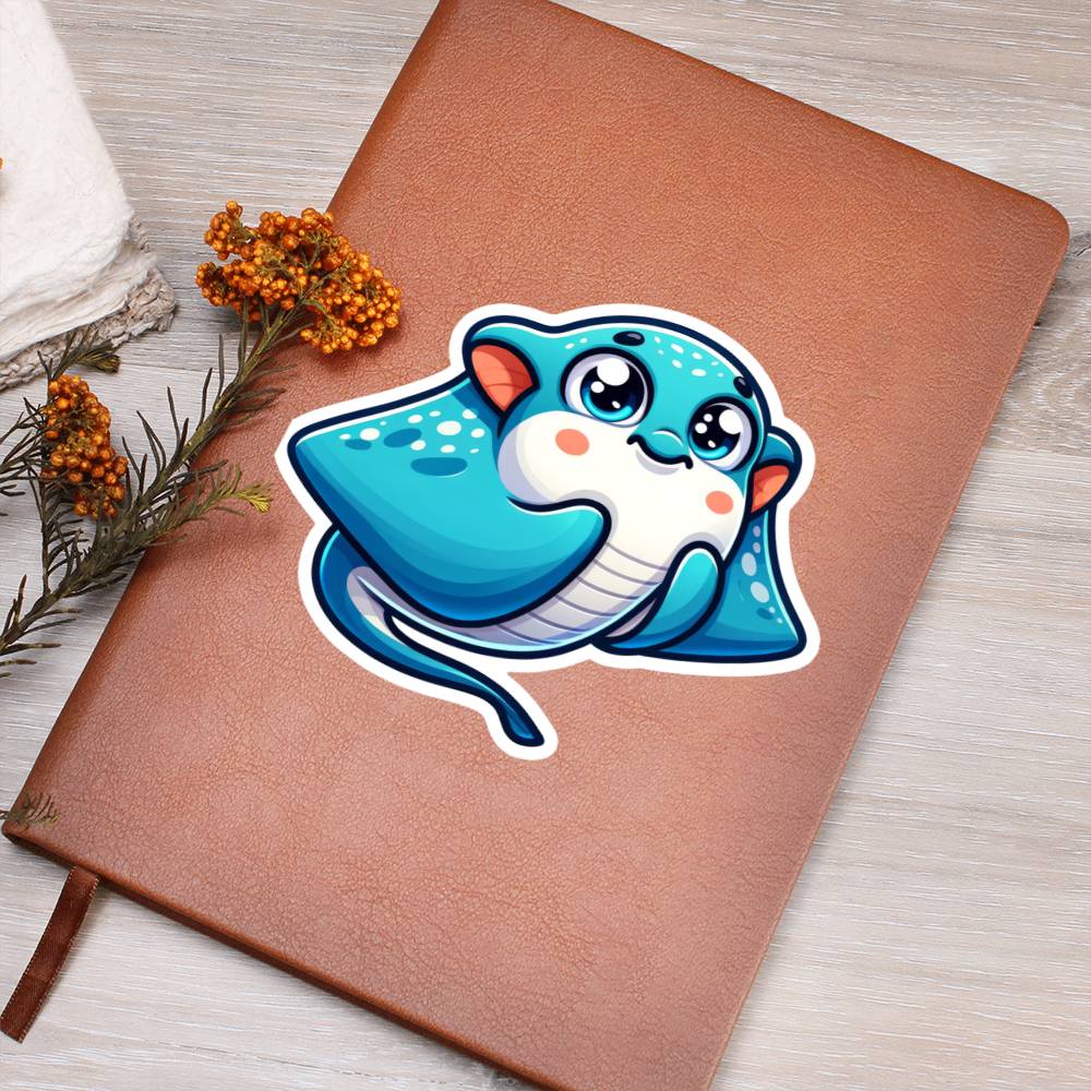 Cute Manta ray sticker 92 - Vegan Leather Journal