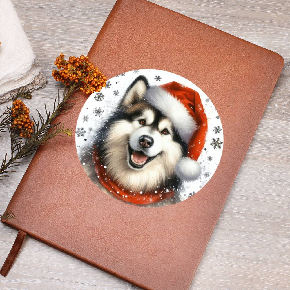 Christmas Dog - Alaskan Malamute - Vegan Leather Journal