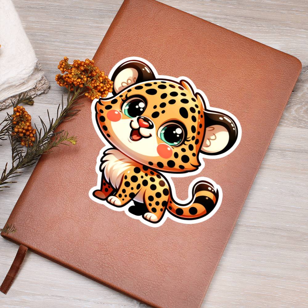 Cute Cheetah sticker 13 - Vegan Leather Journal